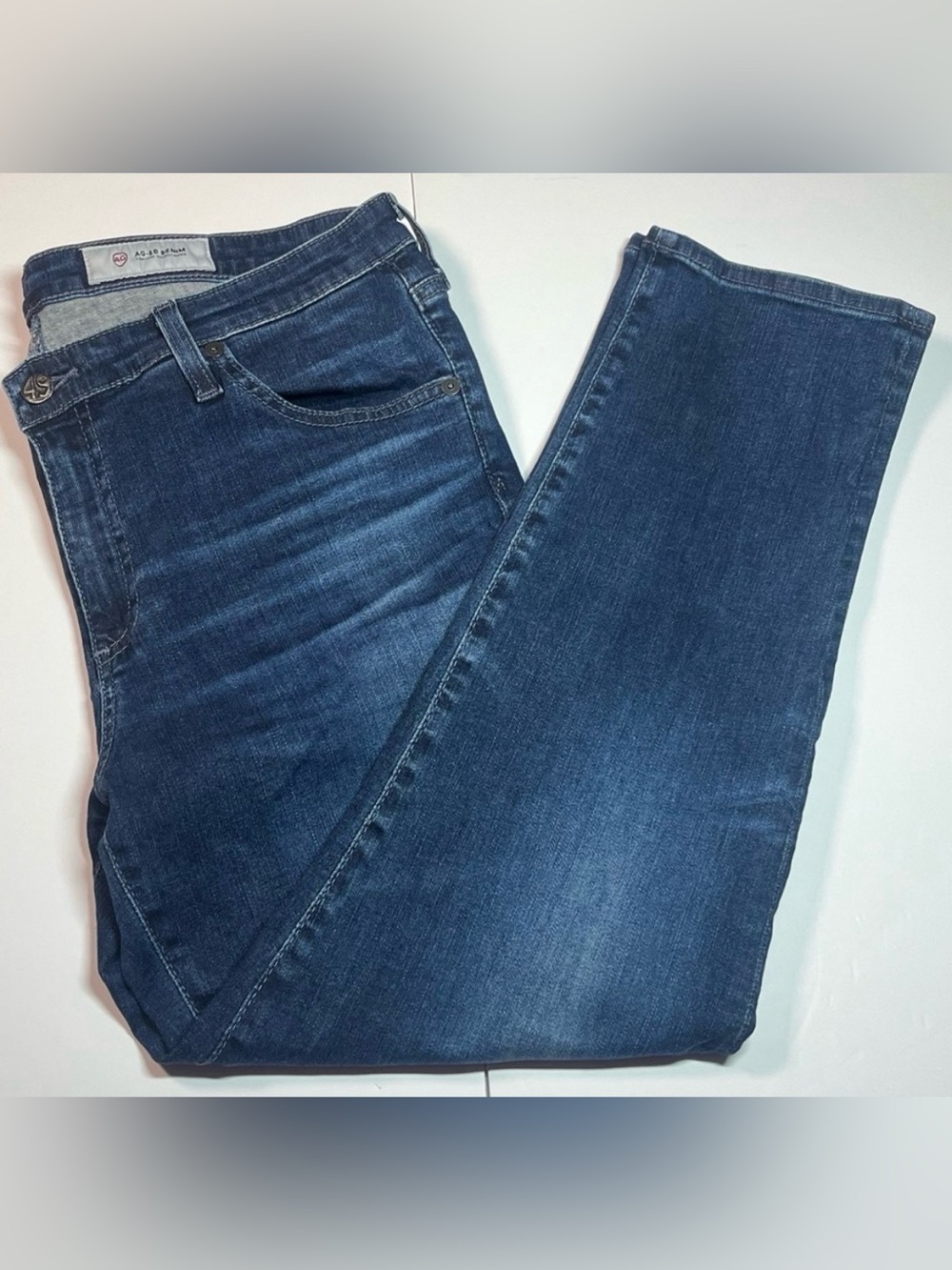 AG Adriano Goldschmied 32R Prima Crop Mid-Rise Jeans Dark Wash Stretch Denim
